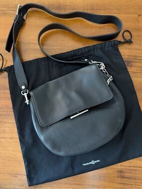 NWT Treasure & Bond | Black Leather Saddle Crossbody Handbag